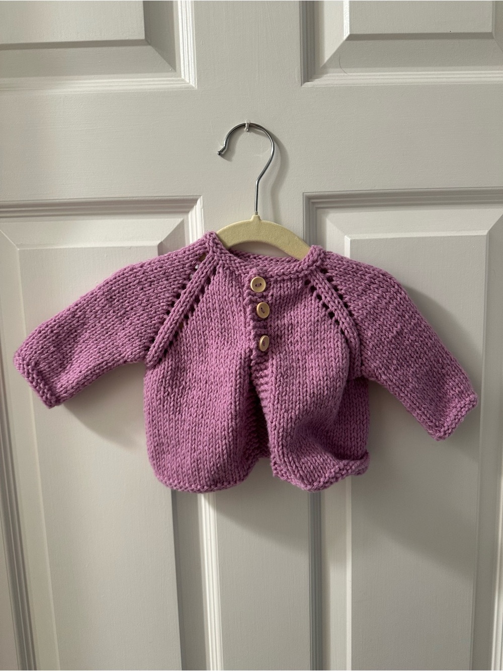 Cozy Knit Baby Cardigan in Lavender Pink